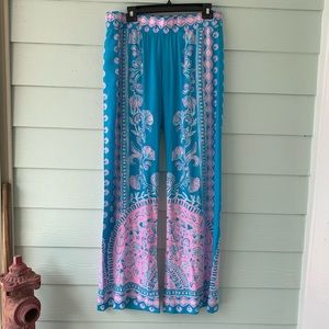 Lilly Pulitzer Pink and Blue Wide Leg Pants
